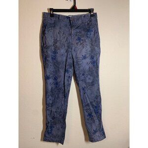 Gap Girlfriend Chinos Floral Print Denim Blue Jeans Cottage Casual Womens Size 6